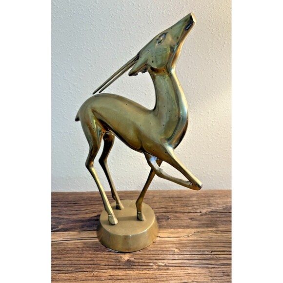 Vintage Brass MCM Large Antelope Gazelle Deer Figurine 13.5 Inches - Picture 3 of 12